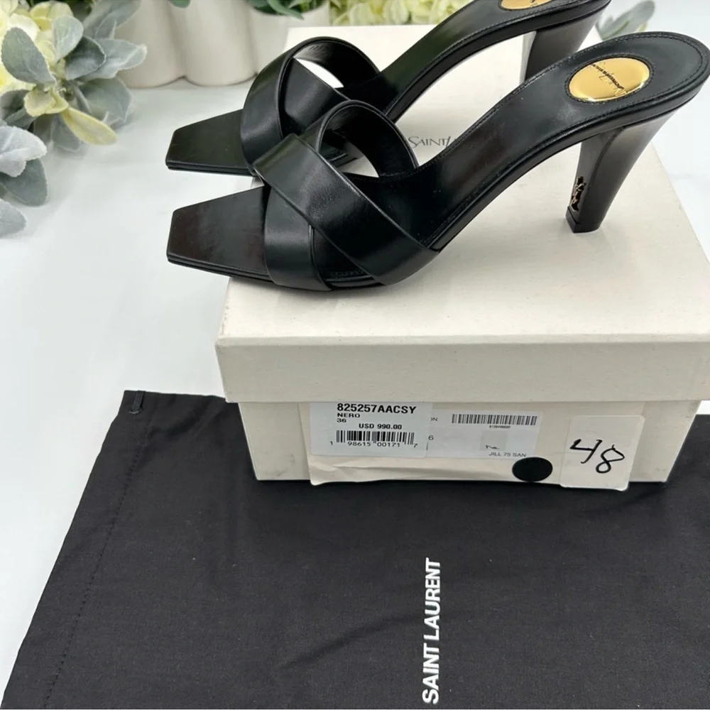 Women’s Saint Laurent Jill 75 leather mules size 36 made in Italy